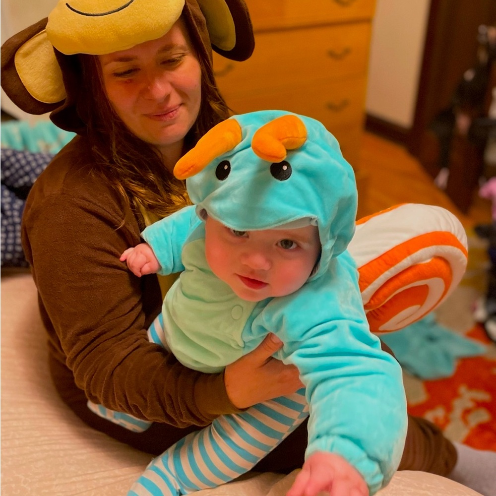 Turquoise & Orange Snail Baby Costume Size 6-12 Months